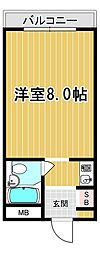 第2マンション 1Kの間取図画像