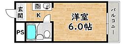エスティライフ姫島公園 ワンルームの間取図画像
