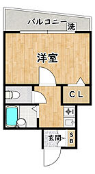 勝栄マンションパート6 1Kの間取図画像