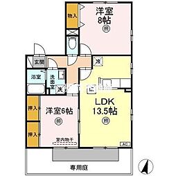 リージャ・パレB 2LDKの間取図画像