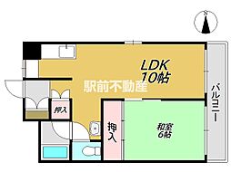 唐人パルビル 1LDKの間取図画像