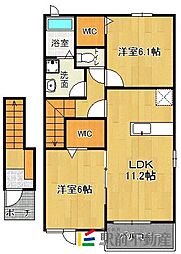桜ガルデンI 2階2LDKの間取り