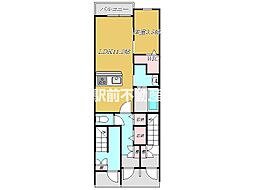 メルヴェイユ 1階1LDKの間取り
