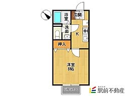 アルカディア 1階1Kの間取り