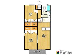レトア南浦 2LDKの間取図画像