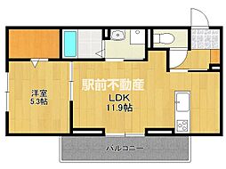 ロイヤルタウン日の出 2階1LDKの間取り