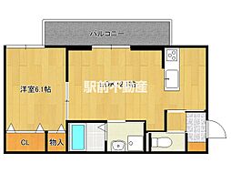 ロイヤルタウン大和 1階1LDKの間取り