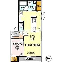 Grazio　B棟 2階1LDKの間取り