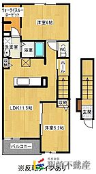 ヴェール・ヴェルサンIV 2階2LDKの間取り