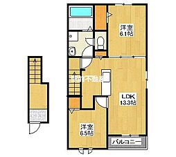 メゾン・ボヌールII 2階2LDKの間取り