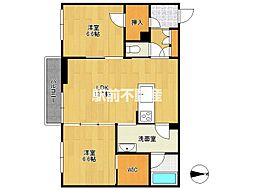 シャーメゾン県庁南 2階2LDKの間取り