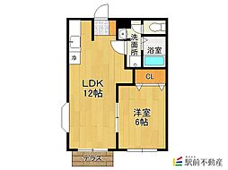 ファミール副島I 1階1LDKの間取り