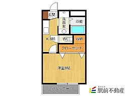 グランベールMAKOTO 2階1Kの間取り