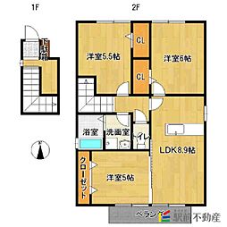 メゾン プレド パルクIIA棟 2階3LDKの間取り
