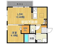 アルクアンシエル 1階1LDKの間取り
