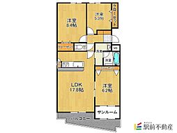 CHANTE大財 3階3LDKの間取り