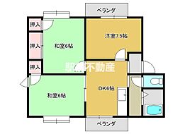 黒田ハイツ 3DKの間取図画像