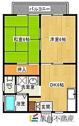 アネックス鍋島A 2DKの間取図画像