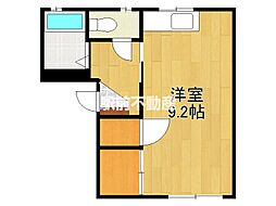 カーサ中の館C ワンルームの間取図画像