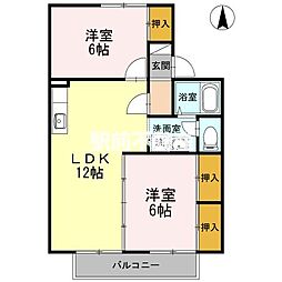 ファミール中の館C 2LDKの間取図画像