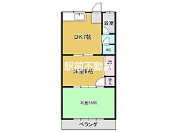 コーポ城島 2DKの間取図画像