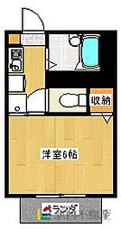 COLLEGESIDE2 1Kの間取図画像