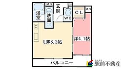 ビュークレスト佐賀駅前 1LDKの間取図画像