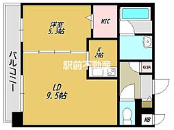 PLUMERIA駅南 1LDKの間取図画像