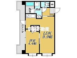 ビュークレスト佐賀駅前 1LDKの間取図画像