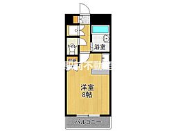 アクセスサガ ワンルームの間取図画像