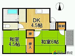 コーポなかしま 2DKの間取図画像