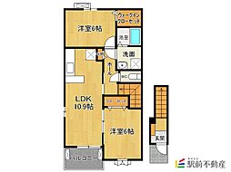 カレント1 2LDKの間取図画像