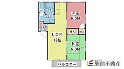 ソレイユ若宮B 2LDKの間取図画像