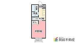 シャルム絆 1Kの間取図画像