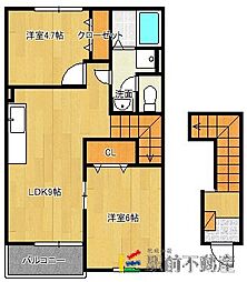 カーサ・ミーテC 2LDKの間取図画像