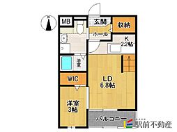 リバシティ夢咲2 1LDKの間取図画像