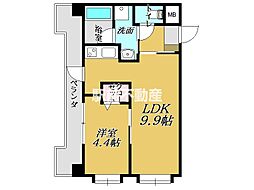 ビュークレスト佐賀駅前 1LDKの間取図画像