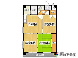 シャルムOK 3DKの間取図画像