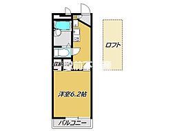 レオパレスメルベーユ2 1Kの間取図画像