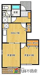 ティアラA 2DKの間取図画像