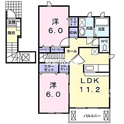 メゾンフレイズB 2LDKの間取図画像