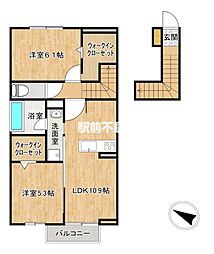 ロイヤルタウン長瀬町B 2LDKの間取図画像