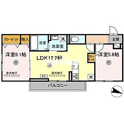 ケイ・ハイム 2LDKの間取図画像