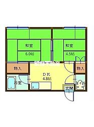 コーポカトレア2 2DKの間取図画像
