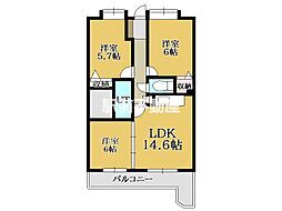 サテラ佐賀駅前 2LDKの間取図画像