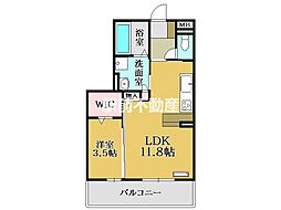 K・レーヴ 1LDKの間取図画像