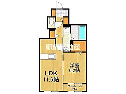 サイドコート多布施 1LDKの間取図画像