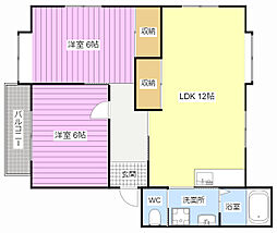 コスミック富塚A 2LDKの間取図画像
