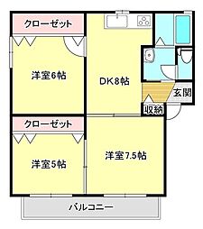 ディアージュD 3DKの間取図画像