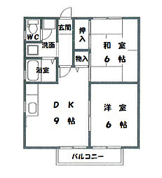 セジュール 2DKの間取図画像